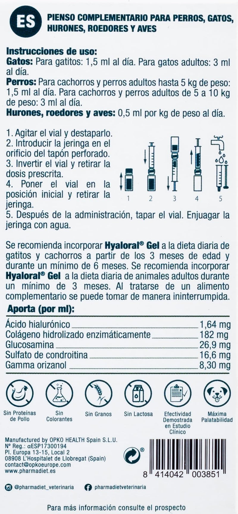 FARMADIET Hyaloral Gel 50 ml dogs/cats multicolored - BeesActive Australia