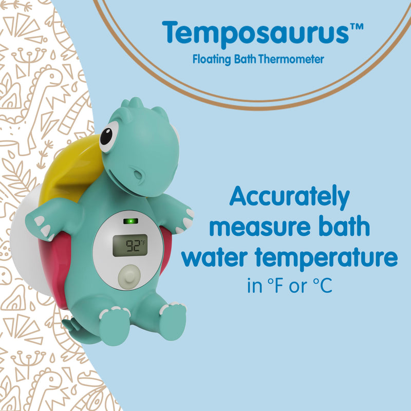 Dr. Brown's CleanUp Temposaurus Floating Bath Thermometer for Accurately Measuring Baby's Bath Water Temperature, BPA Free Temposaurus Bath Thermometer - BeesActive Australia
