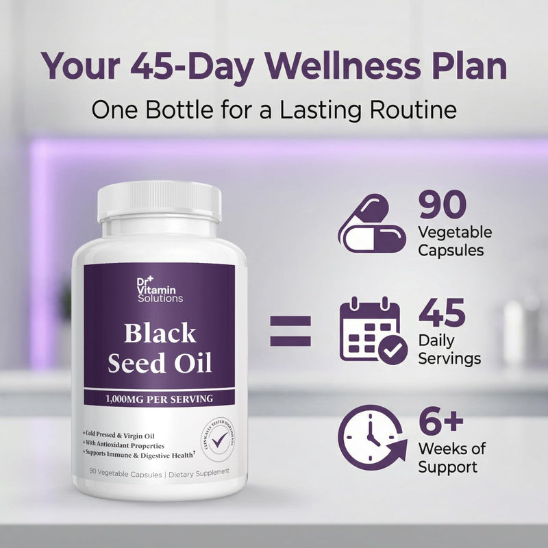 Black Seed Oil Capsules 1000mg – Cold Pressed Black Cumin Seed Oil (Nigella Sativa) with Thymoquinone – Antioxidant, Immune, Hair & Skin Support – Non-GMO, Vegan – 90 Vegetable Capsules