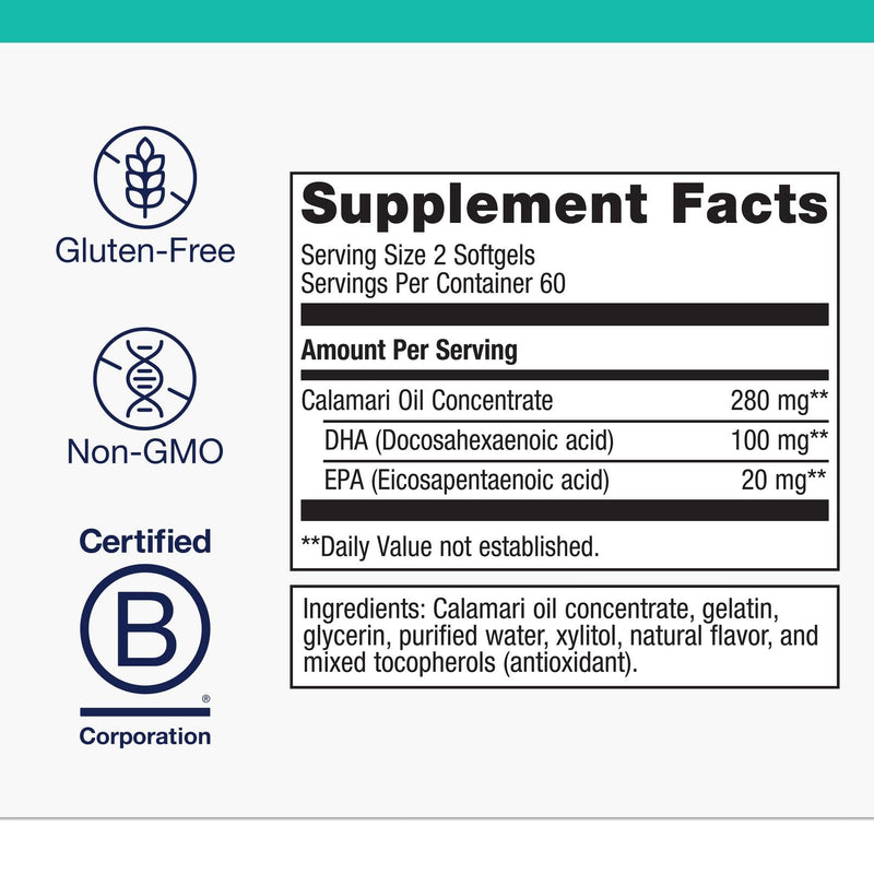 Metagenics MetaKids DHA, Natural Fruit Flavor, 120 Softgels | Children's DHA and EPA Supplement for Brain, Eye and Immune Health, from Calamari Oil, Easy-to-Swallow Softgels, Non-GMO
