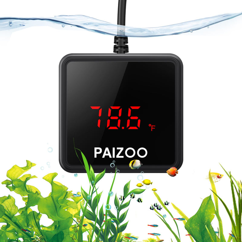 PAIZOO Aquarium Thermometer, LED Digital Thermometer for Fish Tank with USB Power, Highly Accurate Waterproof Temperature Gauge with Suction Cup and 6.5ft Power Cord for Saltwater and Freshwater - BeesActive Australia