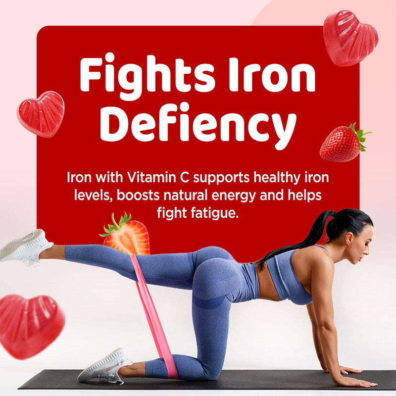 Iron Bisglycinate with Vitamin C for Women, Ferrous Bisglycinate Gummies | Ferrous Bisglycinate with Vitamin C, CoQ10, Gentle Iron Supplement for Energy Support, High Absorption, Sugar Free 60 ct 1