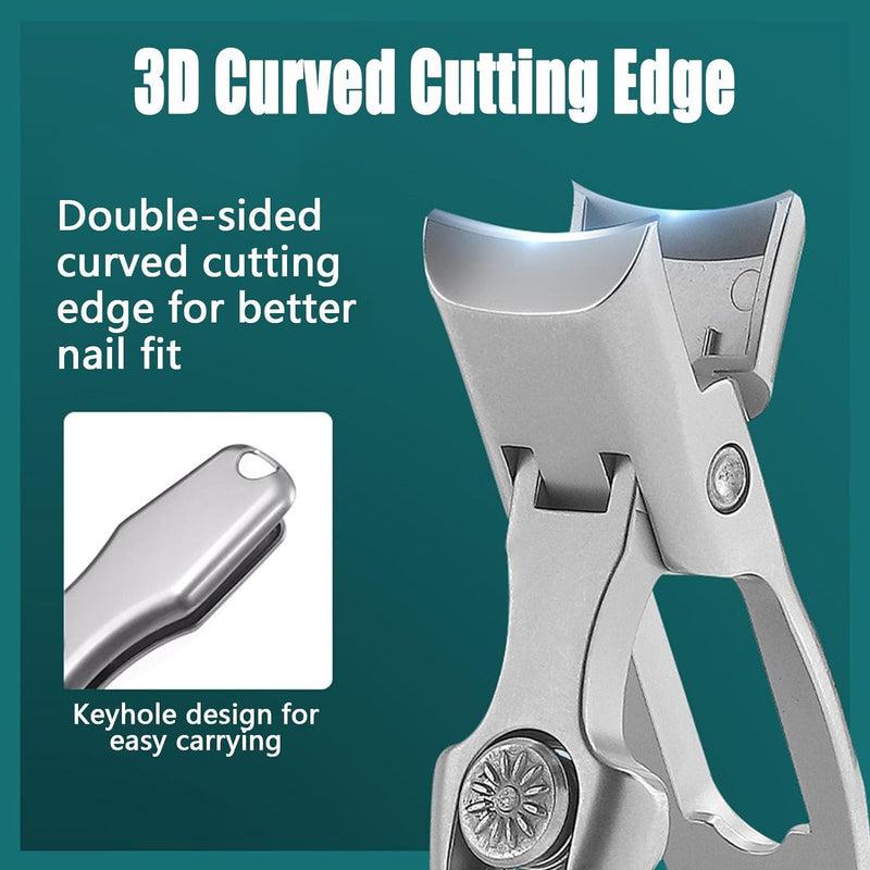 MightyClip Nail Clippers - German Stainless Steel for Men, Includes Nail File and Storage Box (Silver) Silver