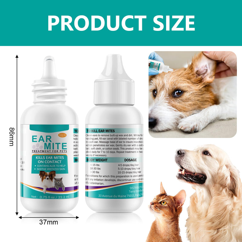 MADGININE Dog Ear Drops Dog Ear Infection Treatment Ear Mite Treatment for Dogs Cats Dog Ear Drops for Infection Antibiotics Alcohol-Free Relieves Itching & Built-Up Wax for Puppy Cats And Dogs