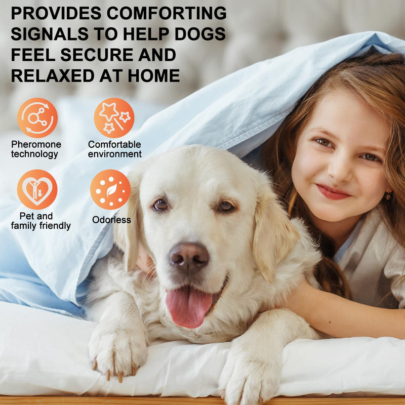 Dog Calming Pheromone Diffuser Kit - 1 Diffuser + 4×48ml Refills | Anxiety Relief for Dogs, Stress & Calming for Separation, Thunder, New Environments S orange