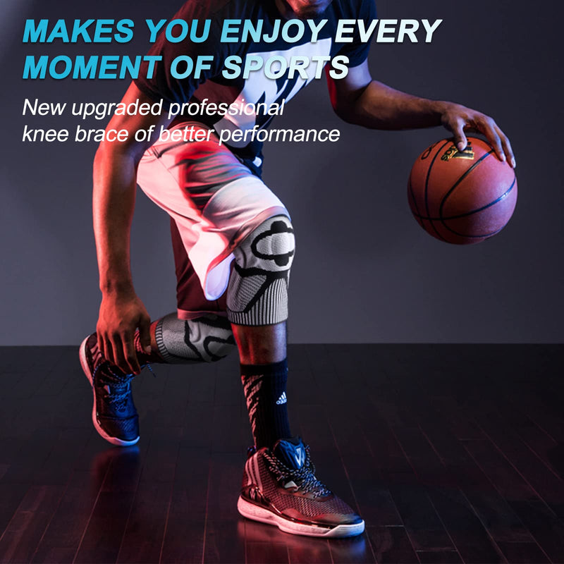 NEENCA Knee Brace for Knee Pain Relief, Medical Knee Support with Patella Pad & Side Stabilizers, Compression Knee Sleeve for Meniscus Tear, ACL, Arthritis, Joint Pain, Runner, Sport- FSA/HSA APPROVED Large Black-Gray