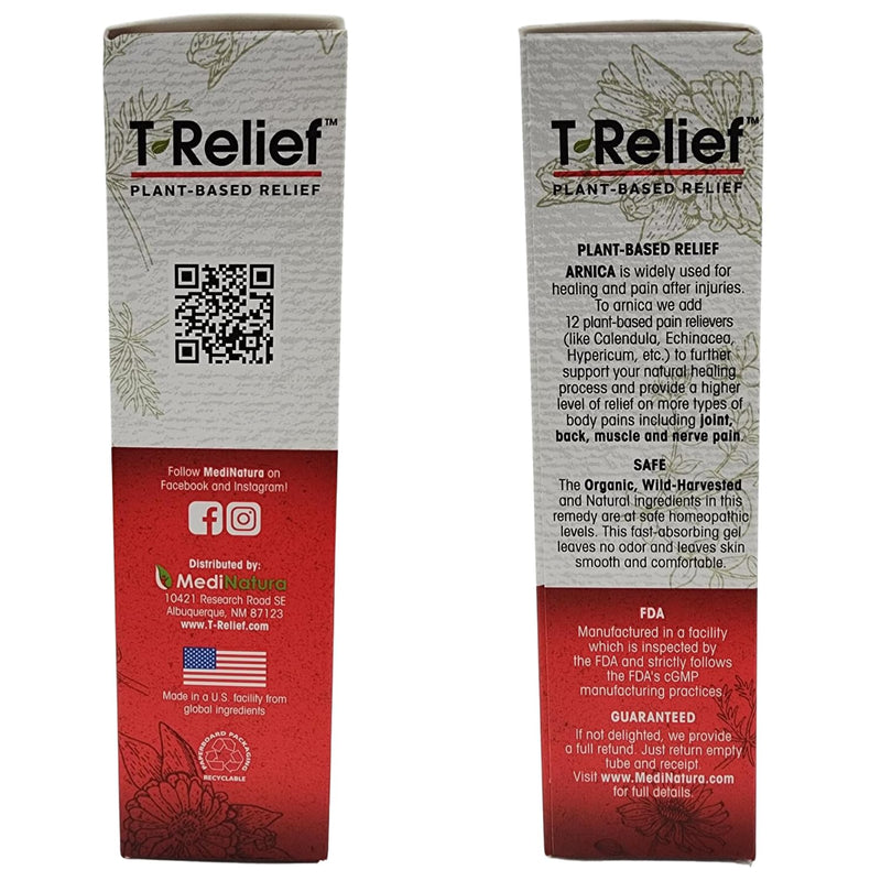 T-Relief Arnica +12 Gel Natural Actives for Back Joint Soreness Muscle Aches & Stiffness Whole Body Fast Acting Homeopathic Rub for Women & Men - 2 oz - BeesActive Australia