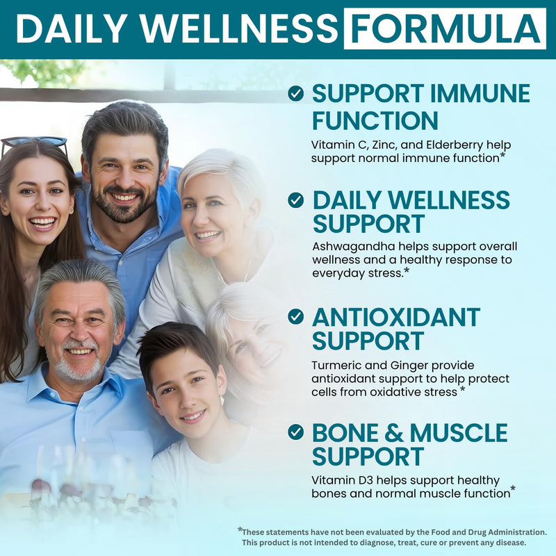 VITBOOST Immune Support Supplement 8 in 1 with Vitamin D 5000 IU - 120 CT | Elderberry Formula with Echinacea, Vitamin C & Zinc, Turmeric, Ginger, Ashwagandha 120 Count (Pack of 1)