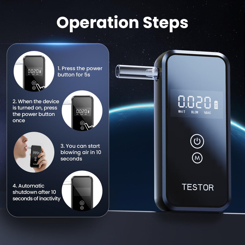 Breathalyzers, 2025 Upgraded Professional-Grade Breathalyzers for Alcohol, High-Accuracy Portable Alcohol Breathalyzer with 8 Reusable Mouthpieces