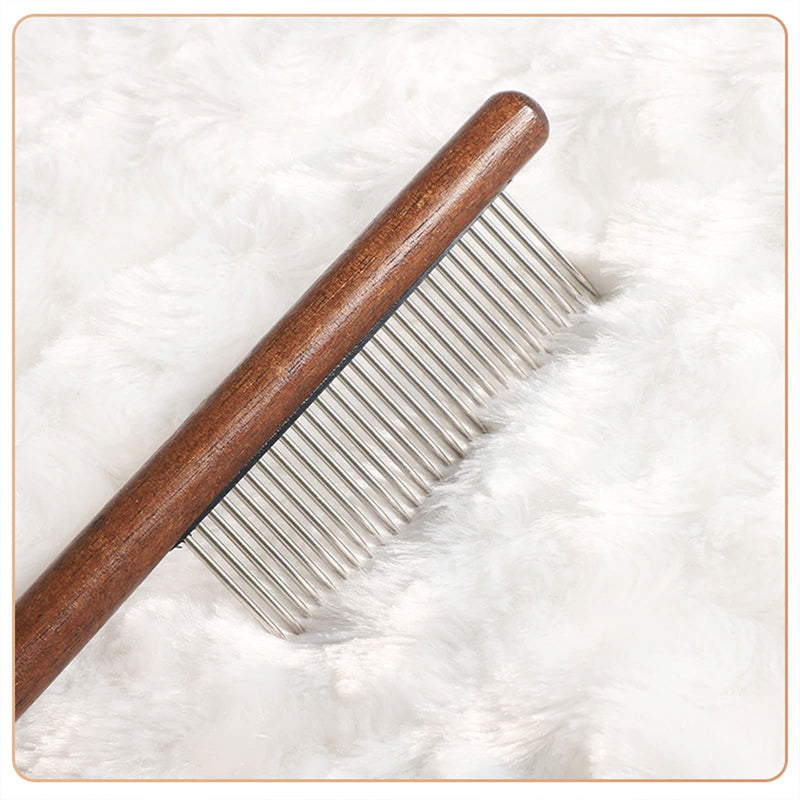 ERBO wooden cat comb, cat brush for long hair, short hair, stainless steel dog comb, flea comb for cats, suitable for all lengths, effectively removes tangles, mats and loose hair, 1 piece - BeesActive Australia