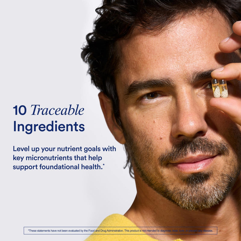 Ritual Men's 18+ Multivitamin - 60 Capsules - 30 Servings | Key Essential Vitamins and Minerals to Support Energy, Muscle, Heart, Brain Health* - Zinc, D3, B12, A, K2 - Vegan - Mint 60 Count (Pack of 1)