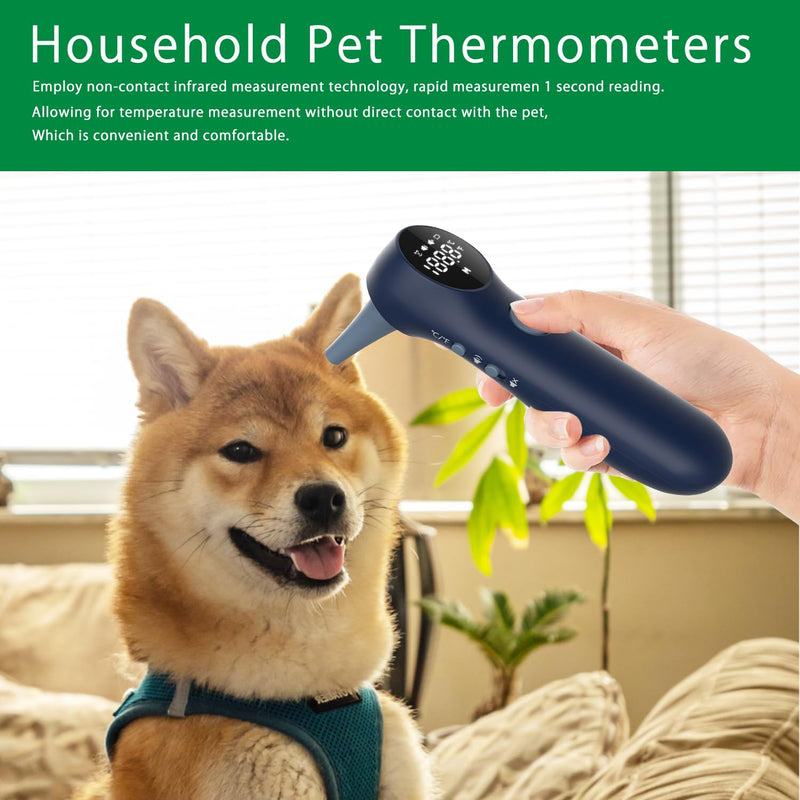Non-Contact Dog Ear Thermometer - Rapid Measurement - Includes 20 Pet Swabs - Ear Thermometer for Dogs, Cats, Rabbits (Blue) - BeesActive Australia