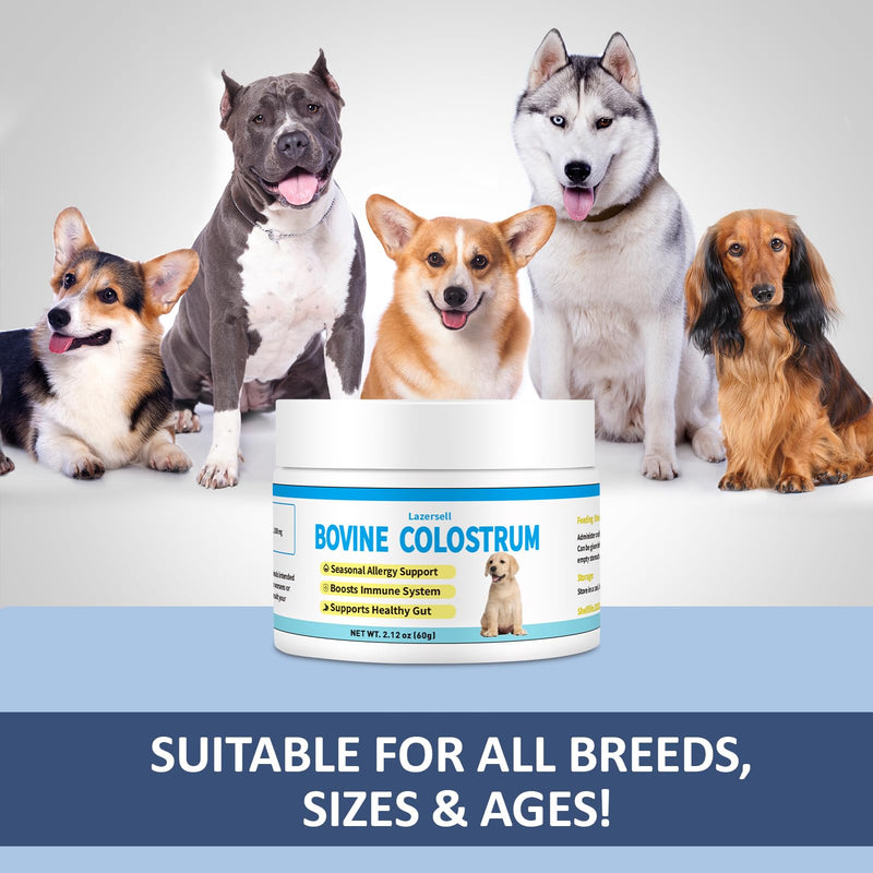 Bovine Colostrum for Dogs Gut & Immune Health - 120 Days Large Dogs Bovine Colostrum Powder - Premium Dog Supply for Seasonal Allergies, Immune System Booster & Digestion Support Supplement