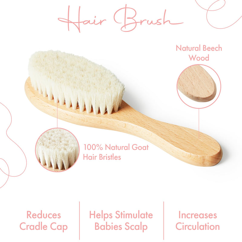 MYZI Baby Hair Brush Set ‚Äì Baby Brush and Comb Set Newborn, Baby Comb and Brush Set Boy and Girl, Newborn Hair Brush and Newborn Comb - Baby Gift Set Cream