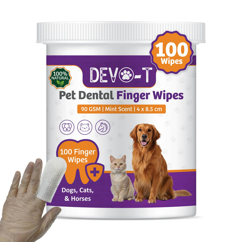 DEVO-T 100% Natural Dog Teeth Cleaning Wipes | Pet Teeth Cleaning Finger Wipes for Dogs, Cats & Horses | Remove Bad Breath,& Tartar Buildup | Dog Wipes Mint Scented & Unscented Bundle | 150 Count
