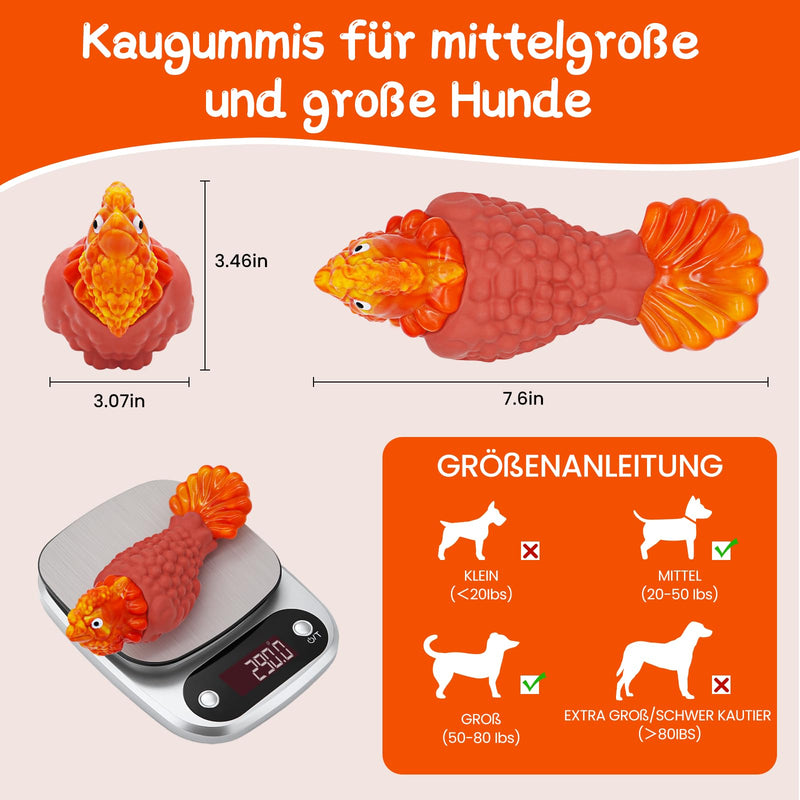 WinTour Tough Dog Toys for Aggressive Chewers, Durable and Indestructible Dog Toys to Keep Them Busy, Turkey Squeaky Chew Toys for Medium and Large Dogs, Orange - BeesActive Australia