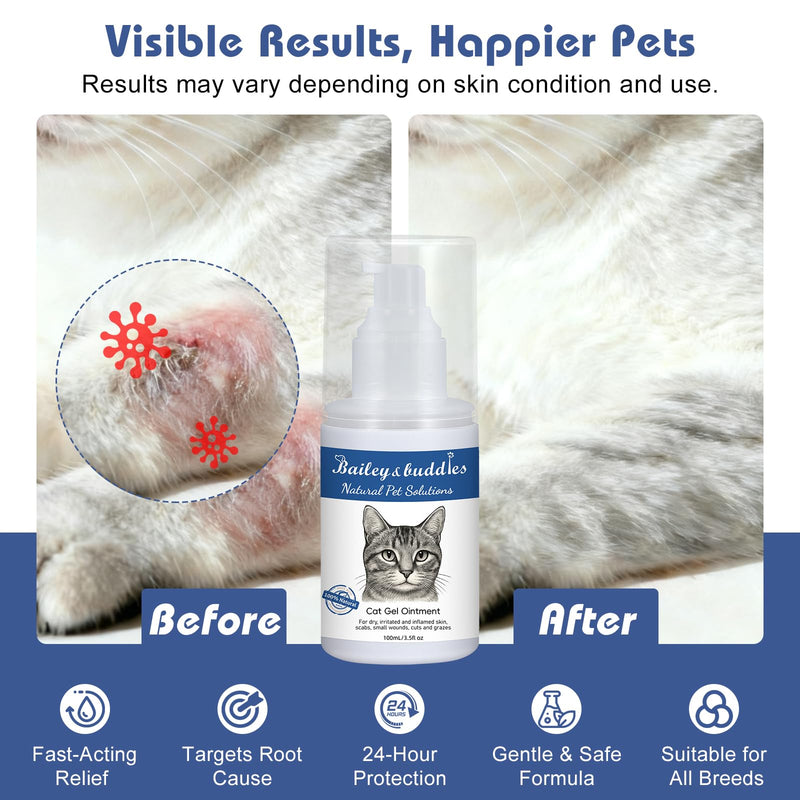 Bailey & Buddies Natural Cat Skin Ointment – Soothing Relief for Dry, Itchy Skin, Hot Spots, Eczema & Allergies – Omega-Enriched Formula with Apple Cider Vinegar – Gentle on Sensitive Skin