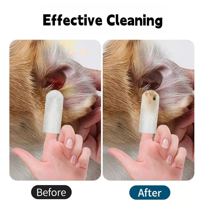 Upkdomm Finger Brushes for Pet Dental Care, Teeth Cleaning Finger Wipes for Dogs & Cats, Reduces Plaque and Freshens Breath, Removes Tartar, Disposable Pet Teeth Wipes 50pcs