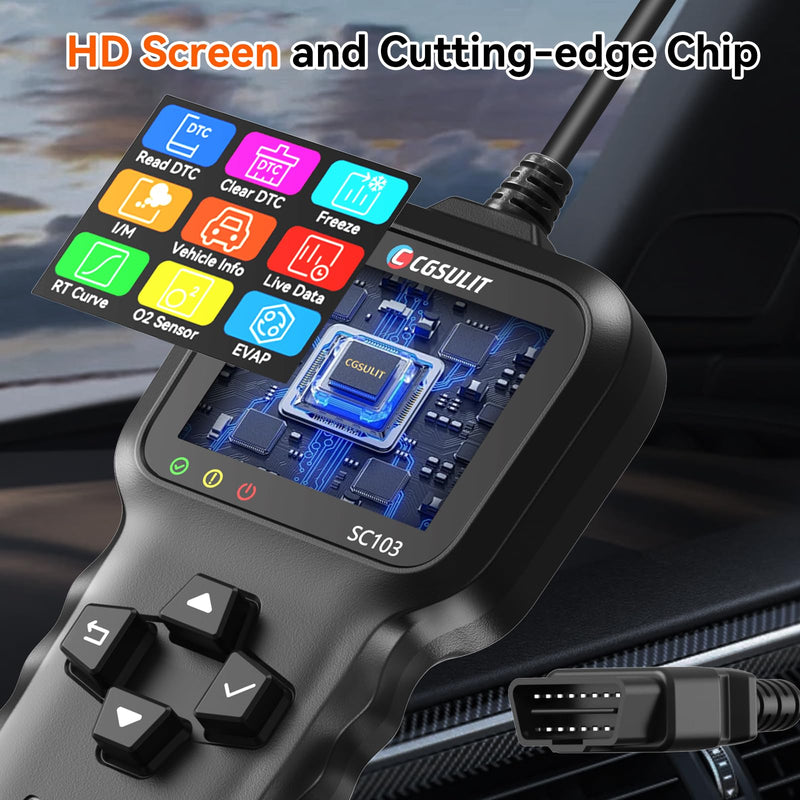 OBD2 Scanner, CGSULIT SC103 Car Code Reader Diagnose Check Engine Light Smog Check DTCs Scan Tool Live Data Stream Voltage Test for Vehicles Since 1996 - BeesActive Australia