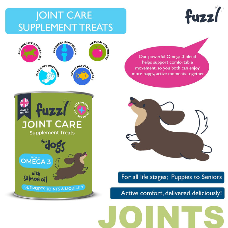 Fuzzl Joint Care Supplement Chews Max Strength - Hip and Joint Aid with Glucosamine for All Dogs including Senior Dogs - 60 Chews Dog Joints Supplement Science Backed, UK Made, Vet Approved Joints 60s