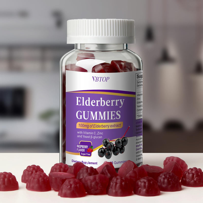 Sambucus Elderberry Immune Gummies, 5-in-1 with Vitamin C & Zinc, 120 Count | Sugar Free Elderberry Supplement for Adults & Kids 4+, Gluten Free & Vegetarian 2 bottle