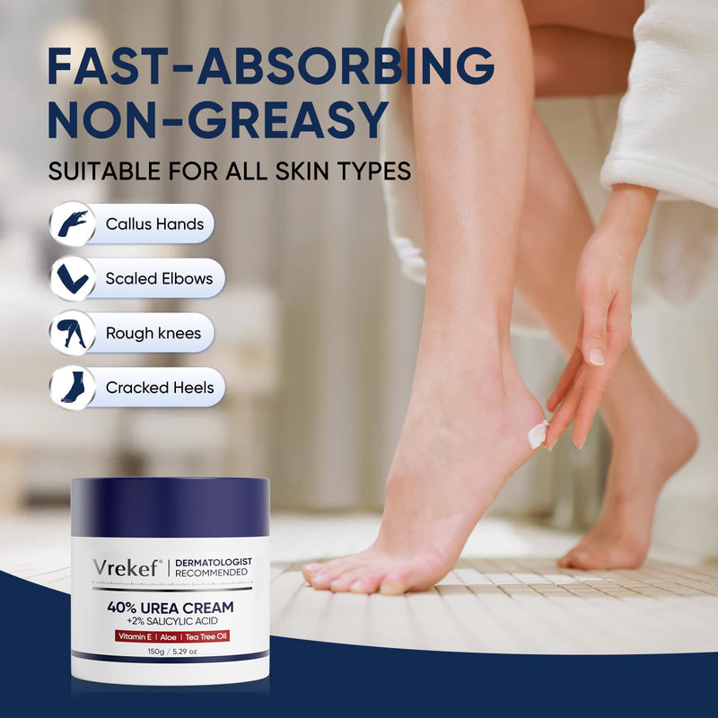 Urea Cream 40 Percent for Feet Maximum Strength, Urea Cream 40% Plus Salicylic Acid 2%, Foot & Hand Cream for Dry Cracked 40%