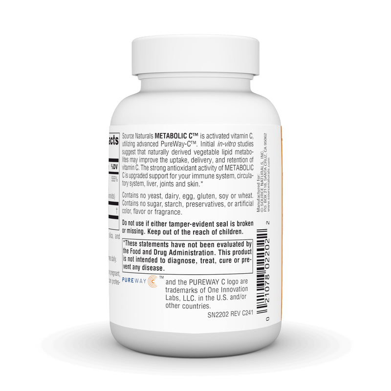 Source Naturals, Metabolic C - 500 mg - 90 Capsules | Optimized Vitamin C for Enhanced Antioxidant Protection 90 Count (Pack of 1)