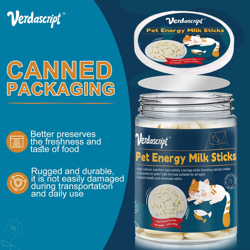 Natural High Protein Pet Milk Sticks - 100g Can Calcium Supplement Training Treats for Dogs & Cats Healthy Daily Snack，Teeth Cleaning，Dental Care A1