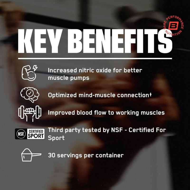 BARE PERFORMANCE NUTRITION, BPN Endo Pump Pre-Workout Muscle Pump Enhancer, Increased Blood Flow/Oxygen Transport to Muscles, Blue Raspberry - BeesActive Australia