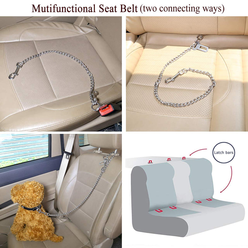Mogoko Stainless Steel No chew Dog Car, Pet Vehicle Safety Restraint, Heavy Duty Big Canine Dog Car Leash Strap with Double Clip and Latch Attachment-25 Inch 25.5 Inch/65 CM - BeesActive Australia