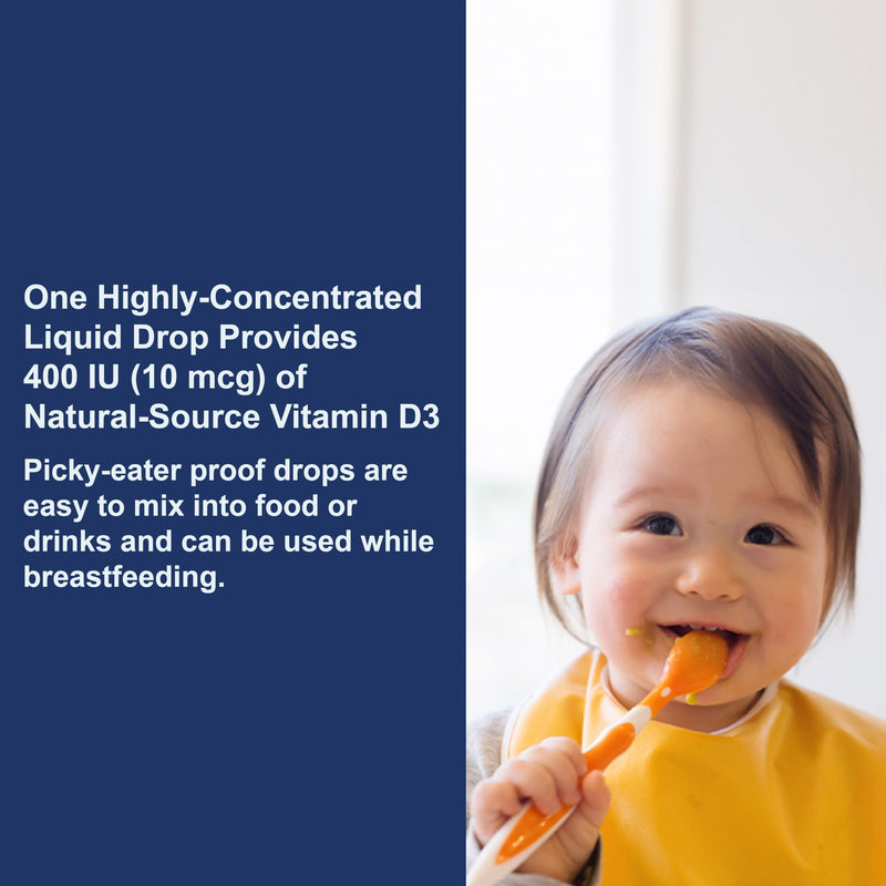 Carlson Baby's Super Daily D3, Baby Vitamin D Drops, Vegetarian, 365 Drops | Unflavored; 400 IU (10 mcg) per Drop; 1-Year Supply; Liquid Vitamin D Drops for Infants and Toddlers 0.35 Fl Oz (Pack of 1)