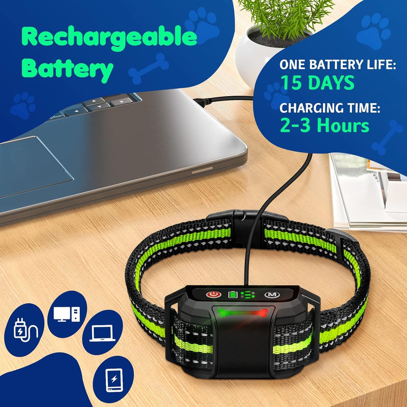 Dog Bark Collar, Rechargeable Smart Anti Barking Collar for Large Medium Small Dogs, No Shock Bark Collarfor Dogs with 5 Sensitivity Levels, Anti Bark Collar with Adjustable Ultrasonic Beep Vibration - BeesActive Australia