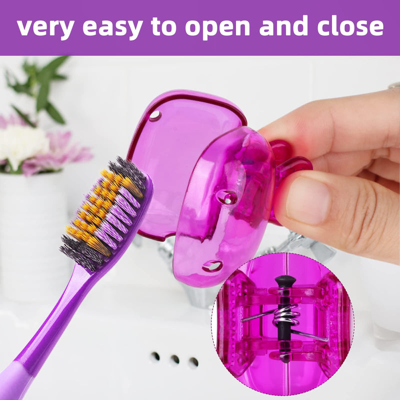 4 Pack Toothbrush Covers Caps, Toothbrush Protector Toothbrush Coverings Clips Portable Plastic Toothbrush Head Case for Travel, Business, Camping, School, Home Yellow+Purple+Pink+Grey - BeesActive Australia