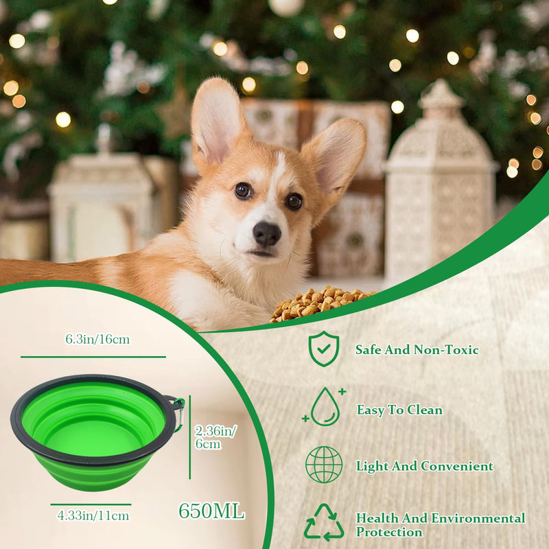 2 Pack Collapsible Pet Travel Bowls for Dogs and Cats, Silicone Portable Dog Feeding Bowl for Food and Water, Puppy Slow Feeder Dish for Walking Camping with 2 Carabiners and Lids, 650ml - BeesActive Australia
