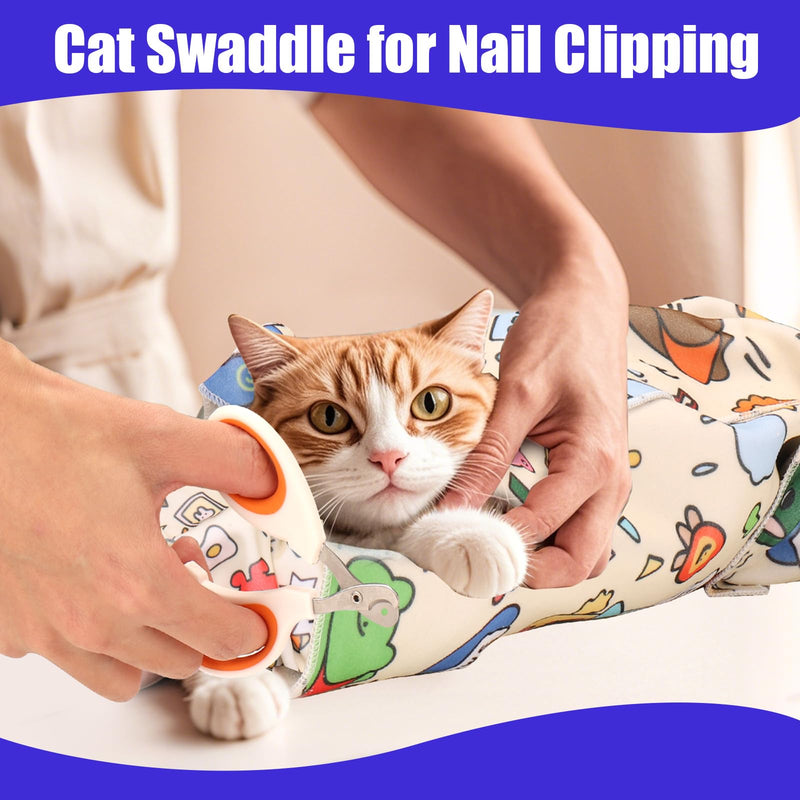 XANGNIER Cat Wrap for Grooming,Cat Restraint Wrap for Cutting Nails,Fabric Burrito Wrap for Nail Clipping, Anti-Scratch, Anti-Escape,Multifunctional Swaddle Wrap Pet Tool (20.8 x 20.8 Inch) L (20.8 x 20.8 Inch) A-1Pcs - BeesActive Australia