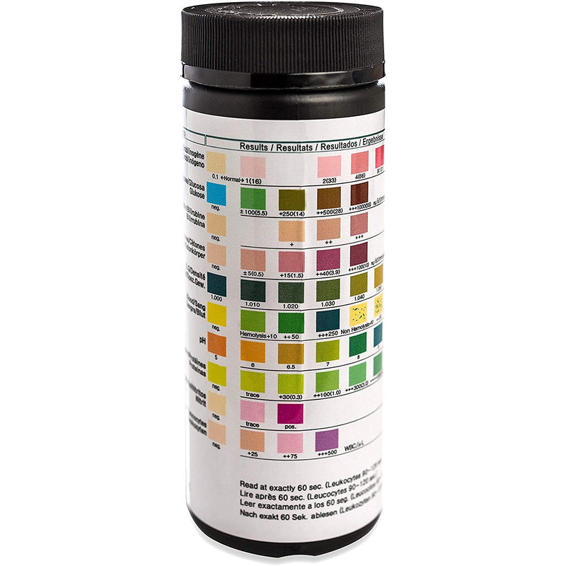One Step Pet Urine Testing Strips, 100 x 10 Parameter Urinalysis Tests for Dogs, Cats, Vets, Accurate Testing for Veterinarians, Detects UTI, Diabetes, Bladder, Kidney, Liver, SG, pH, Glucose - BeesActive Australia