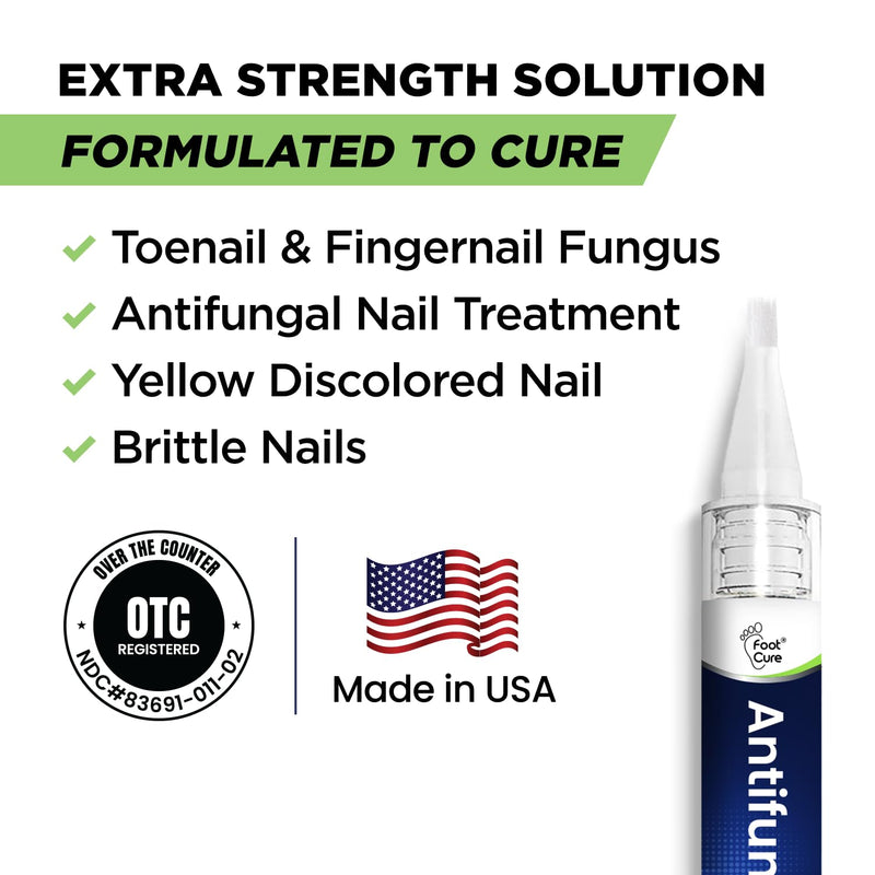 Footcure Antifungal Nail Treatment Pen – Extra Strength Toenail Fungus Treatment, 25% Undecylenic Acid for Toenails & Fingernails, Nail Fungus Repair Pen with Tea Tree & Oregano Oil, Made in USA 0.1 Fl Oz (Pack of 2)