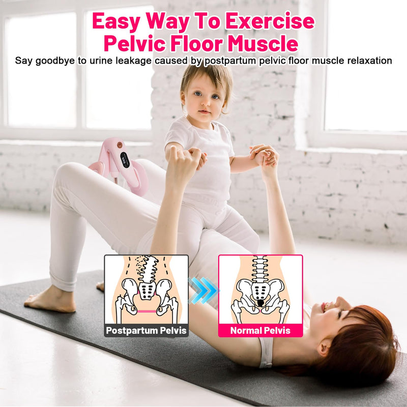 Thigh Master, Adjustable Thigh Trainer & Kegel Exerciser(10-70LB) with Leg Straps, Pelvic Floor Strengthener Devices for Women&Men, LED Counter, Postpartum Recovery, Home Gym Workout Equipment Pink - BeesActive Australia