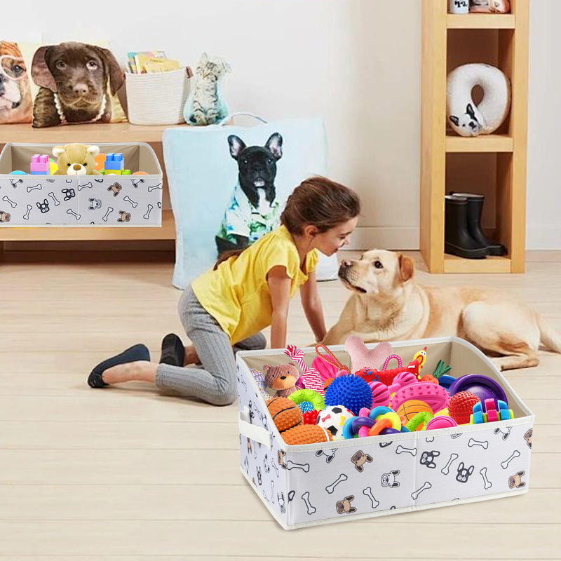 2 Pack Dog Toy Basket |Trapezoid Fabric Dog Toy Bin|Dog Toy Box for Living Room Area|Collapsible Dog Basket|Pet Toy Basket for Dogs|Dog Stuff Organizer for Pet Toys,Leash,Blanket-Cute Printing - BeesActive Australia