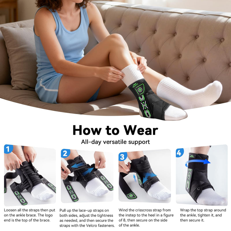 Upgraded Ankle Brace for Sprained Ankle [Stronger Support & Ultra Breathable] Ankle Support with Side Stabilizing Pads, Adjustable Quick Lace Up Ankle Stabilizer for Injury Recovery, Sports, Men&Women Black Medium