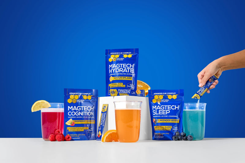 MagTech Magnesium Cognition Powder with Lions Mane Mushroom, 14 Servings | Sugar Free Focus Supplement for Adults - Magtein L-Threonate, Glycinate & Taurate Magnesium Complex - Natural Stacks Cognition (Raspberry Lemonade)
