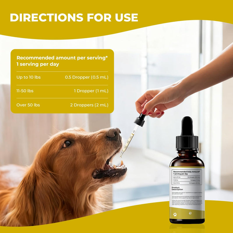Mange Treatment Dogs, Itchy Skin Relief Drops, Helps Calm Scratching & Support Coat Recovery, Gentle Daily Dog Skin & Coat Support Supplement, 2 fl oz