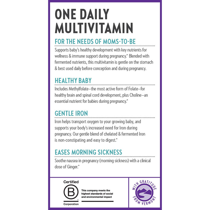New Chapter One Daily Prenatal Multivitamin, 60 Count | With Methylfolate and Choline for Healthy Mom and Baby, Gluten-Free and Non-GMO Prenatal Vitamin Daily Formula 60 Count (Pack of 1)