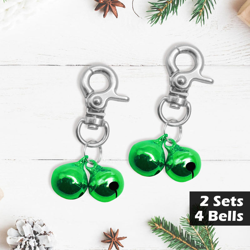 EXPAWLORER 2 Pack Cat Bell - Dog Cat Collar Bell Loud, Pet Jingle Bells Training Charm Pendants Jewelry Small Bells for Dog Cat Collar Necklace, Green 2 bells - BeesActive Australia
