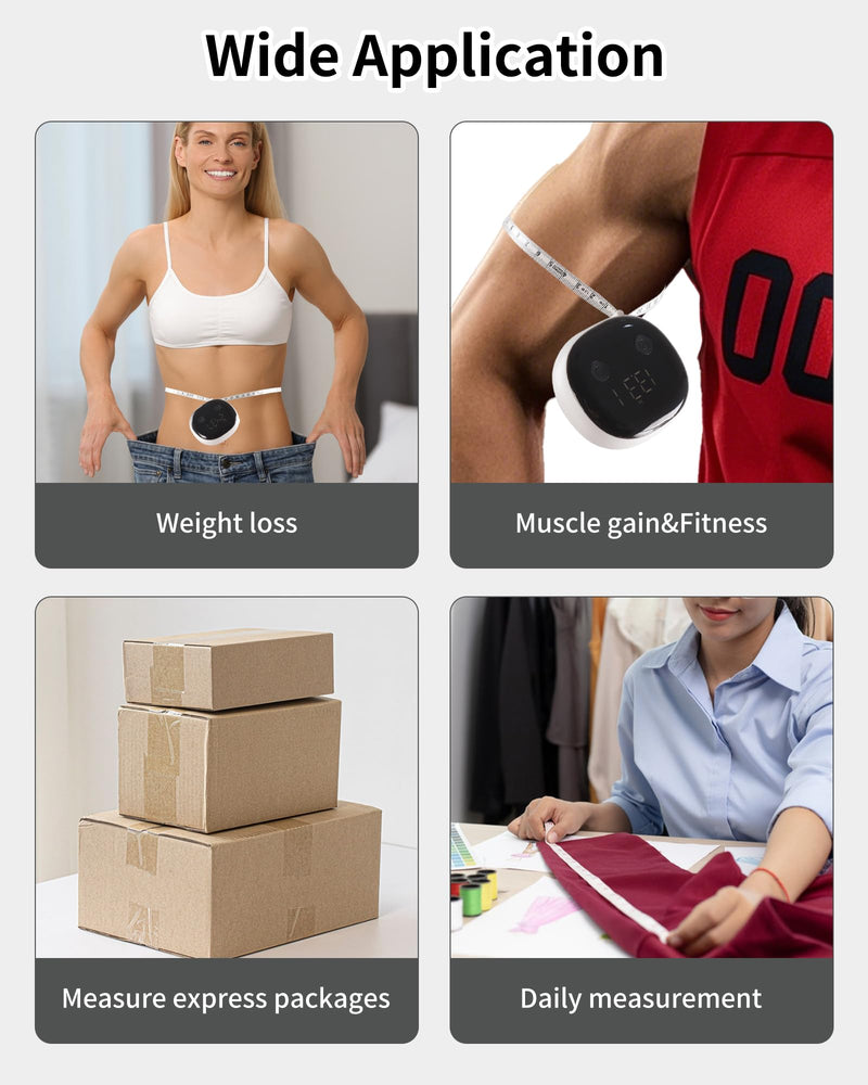 Smart Body Measuring Tape - Bluetooth Measuring Tape for Body Measurements with App - LED Display and Locking Retractable Measure for Weight Loss/Fitness - 60in/150cm - BeesActive Australia
