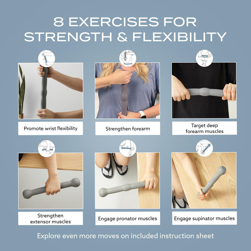 PT Pro Tennis Elbow Trainer For Physical Therapy, Textured Grip, Elbow Pain Relief, Resistance Bar For Tendonitis And Golfer's Elbow, Improve Grip Strength, Pickleball Elbow And Golfer's Elbow, Gray