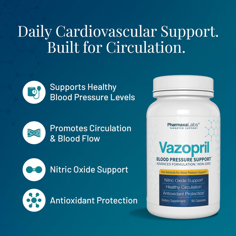 Blood Pressure Support - Vitamin Supplement for Healthy Heart & Blood Circulation - Beet Root, Hawthorn Berry, Garlic, Hibiscus, Olive Leaf & Grape Seed Extract - 90 Capsules 90 Count (Pack of 1)