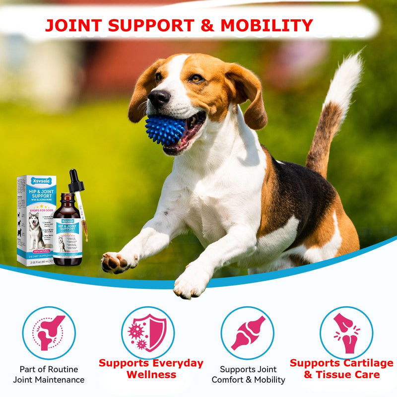 Joint Supplements for Dogs, Pain Relief for Dogs, Dog Joint Supplements for Senior Dogs, Chondroitin Drops for Dogs, Hip & Joint Glucosamine Drops for Dogs, Mobility Pain Relief, Natural Formula, 60ML