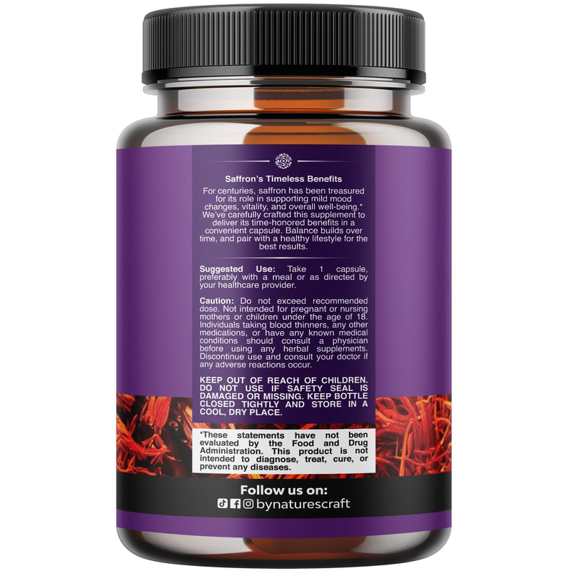 Saffron Extract Capsules for Mood & Metabolism - 60 Count, 3 Pack | Crocus sativus saffron supplement for mood, vitality, metabolism & eye health support 60 Count (Pack of 3)