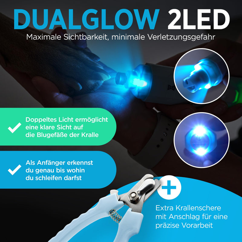 TRIXUS - Professional claw grinder for dogs and cats with claw scissors I 2-speed with LED, gentle, quiet, powerful I Claw care set for small, medium and large dogs and cats I - BeesActive Australia